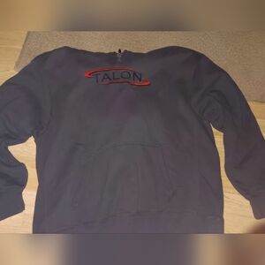 White Barn Charcoal and Red half Zip-Up Sweater TALON logo very soft and comfy